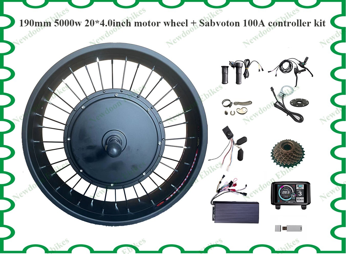 Fat Bike Kit 190mm dropout 72v 5000W with Sabvoton 100A waterproof controller.