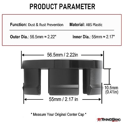 4pcs 56.5mm(2.22in) Wheel Center OD: 56.5mm / 2.22″, ID: 55mm / 2.17″ Black