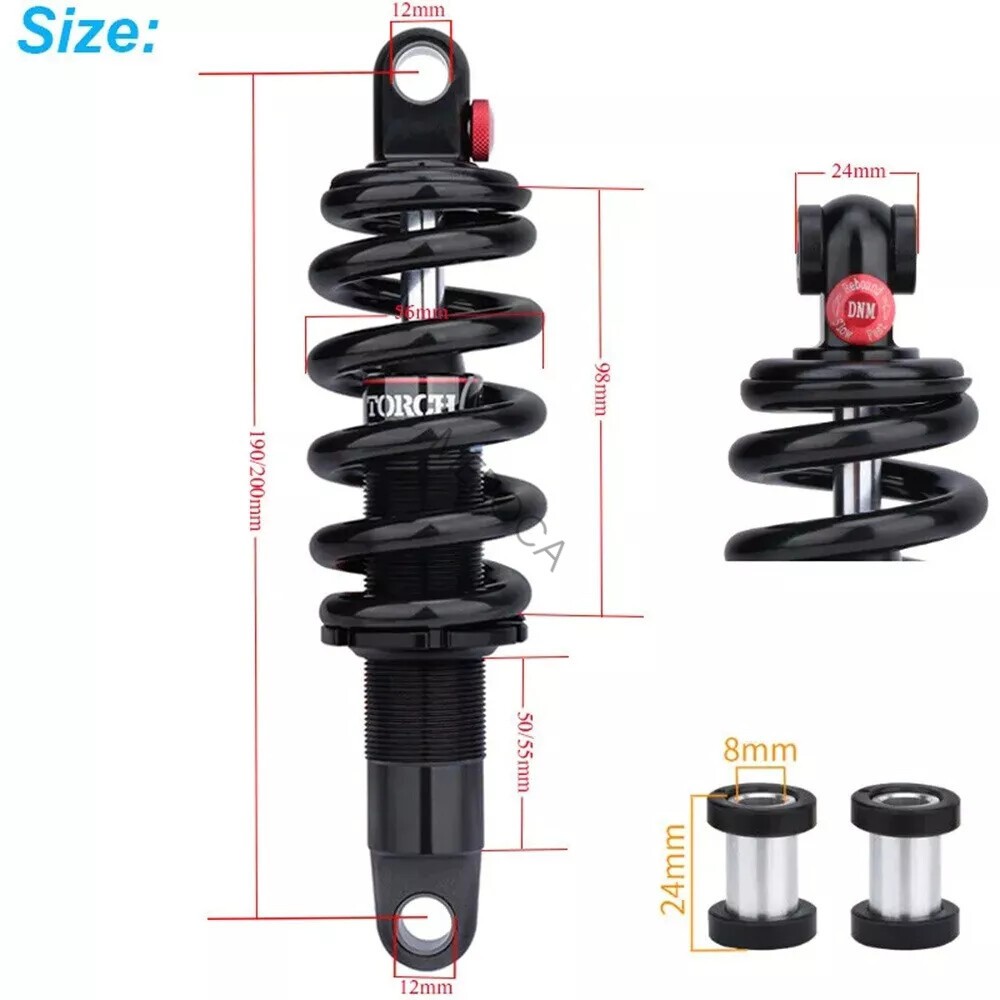 DNM DV22AR Mountain Bike Biycle Coil Spring Rear Shock 165/190/200mm 650/750LBS