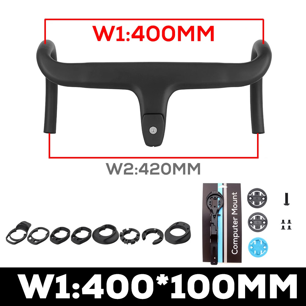 Carbon Internal Cable Integrated Road Bicycle Handlebar 360mm-380mm With Spacers