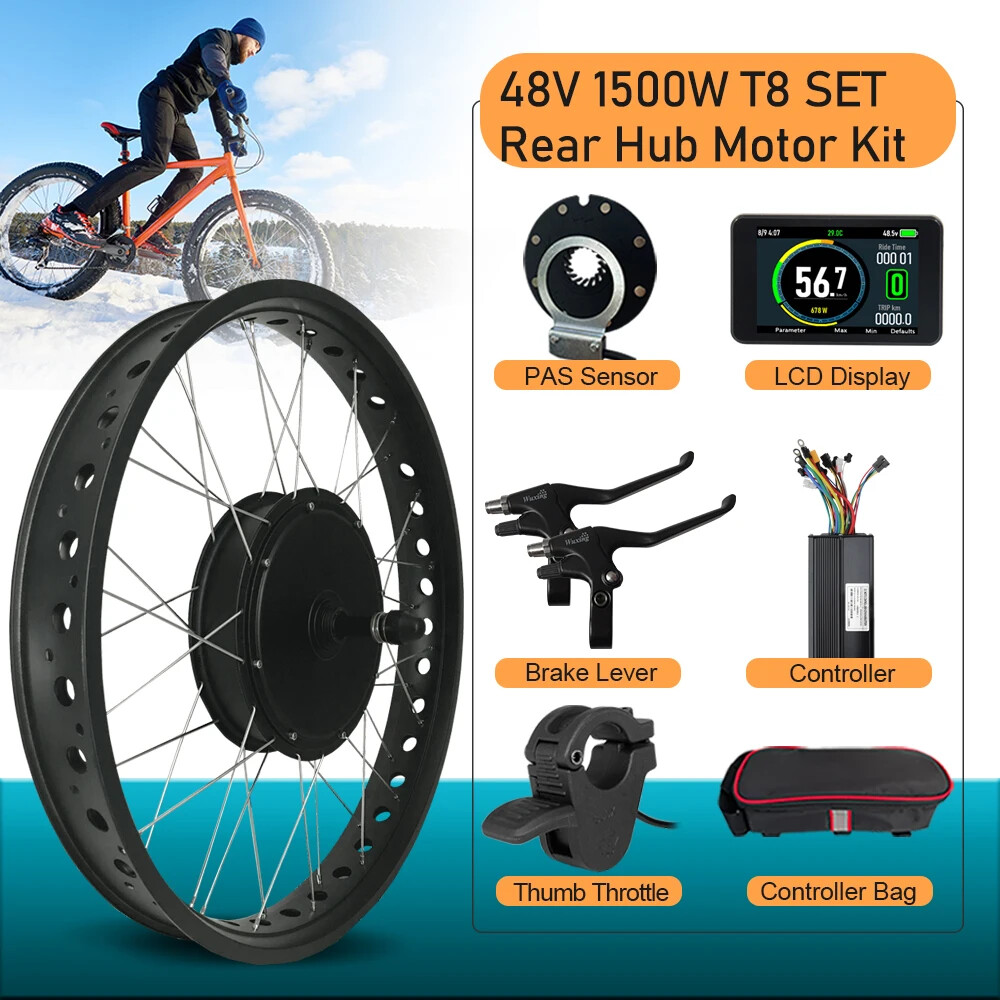 48V 1500W 20 24 26in Snow E-bike Fat Brushless Gearless Rear Rotate Hub Motor