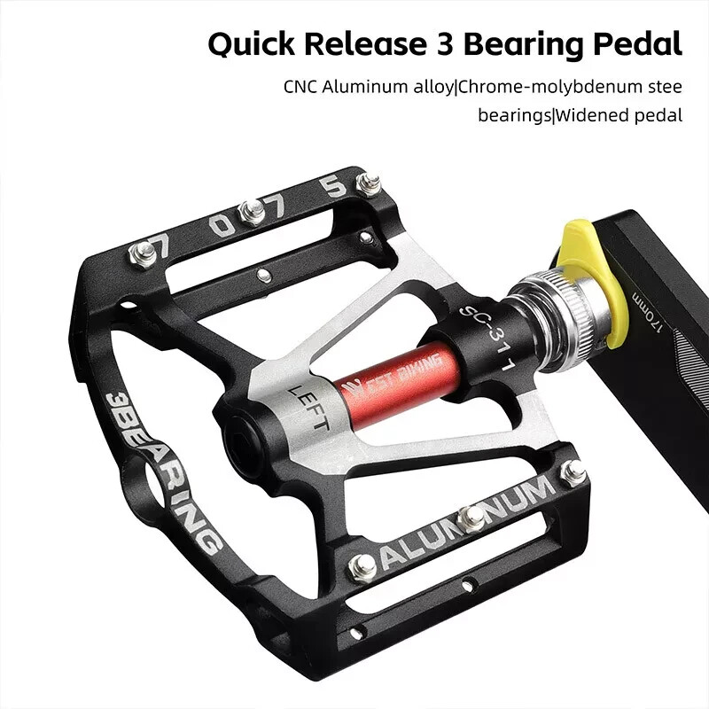 WEST BIKING Quick Release MTB Bike Bicycle Pedals 3 Sealed Bearing a Pair Black
