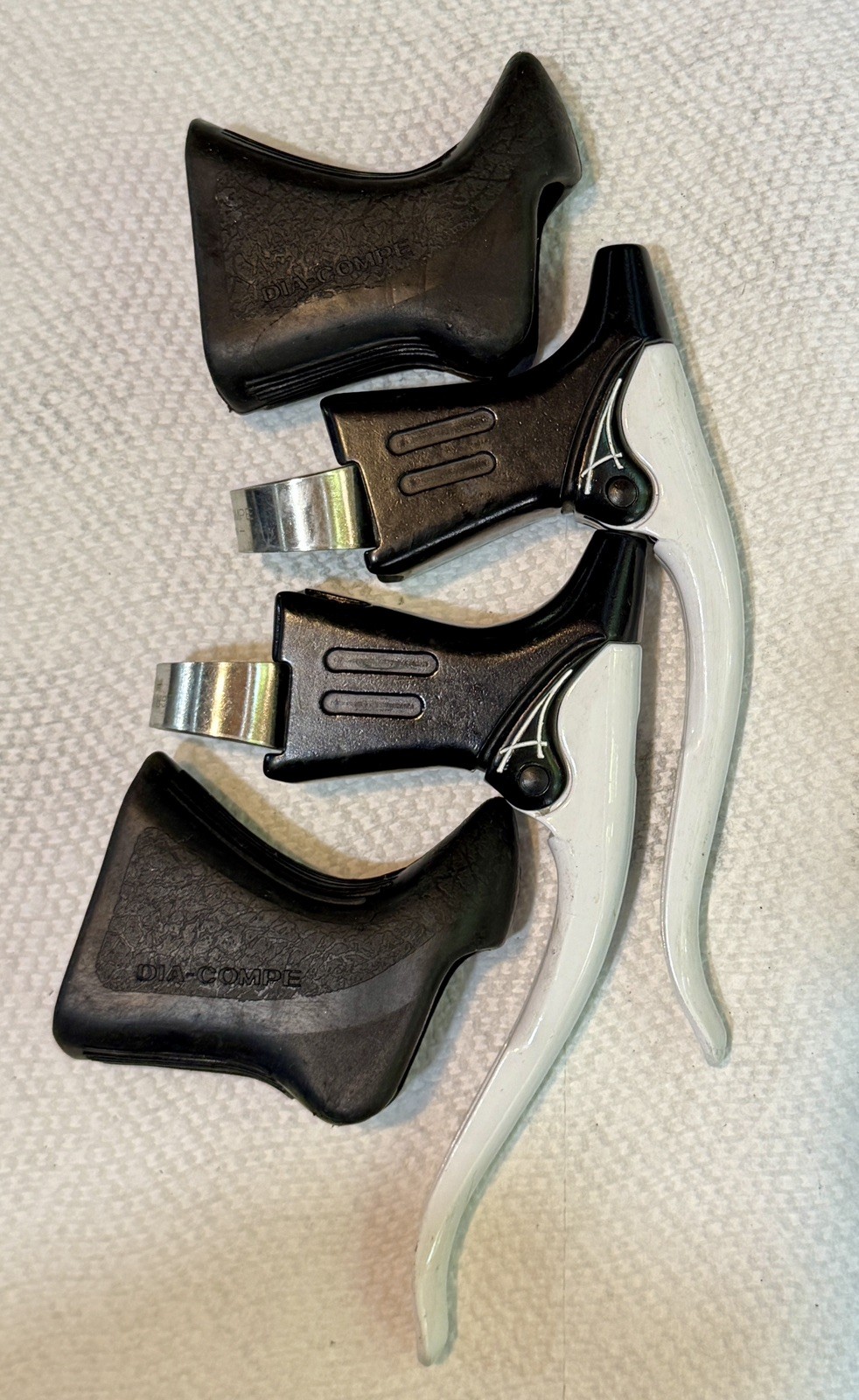 Vintage Gran Compe White Aero Brake Levers NOS DIA COMPE