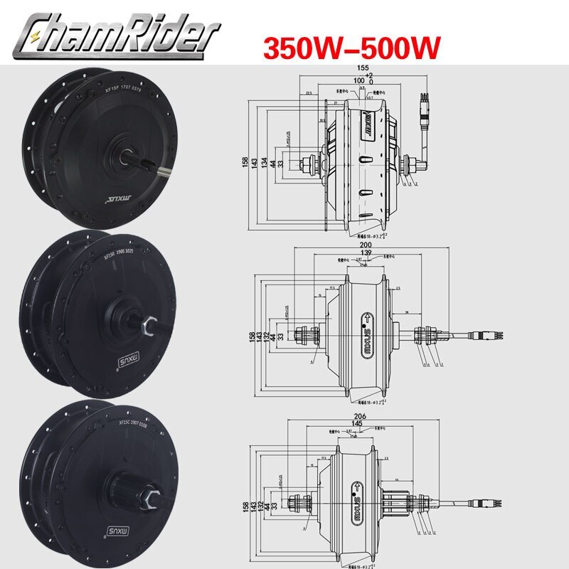 36V 48V 250W 350W 500W 1000W Brushless Geared E-bike Front Rear Wheel Hub Motor