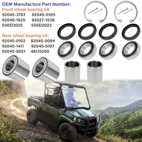 Front & Rear Wheel Bearing with Oil Seal & Spacer Kit fit for Mule 2510 3000