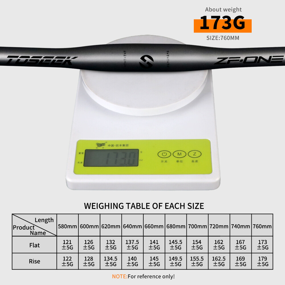 TOSEEK Carbon Fiber Flat Bar Rise Bar XC Mountain Bike Handlebar 31.8*600-760mm