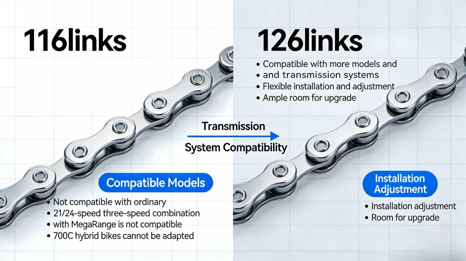 HeavyDuty Bicycle Chain 6/7/8 Speed 126 Links for Ebike Cycling