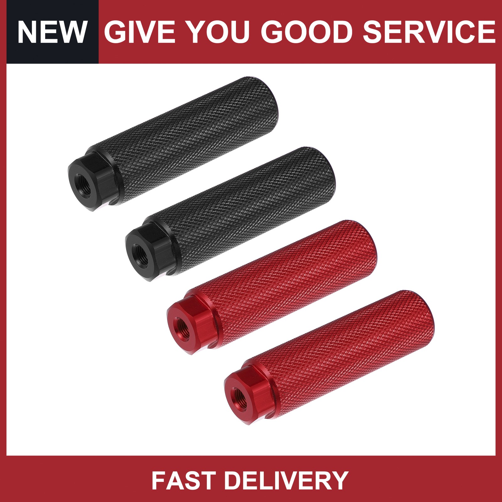 Universal Axle Rear Foot Pegs Footrests for Bike Fit 3/8Inch Black Red Pack of 4