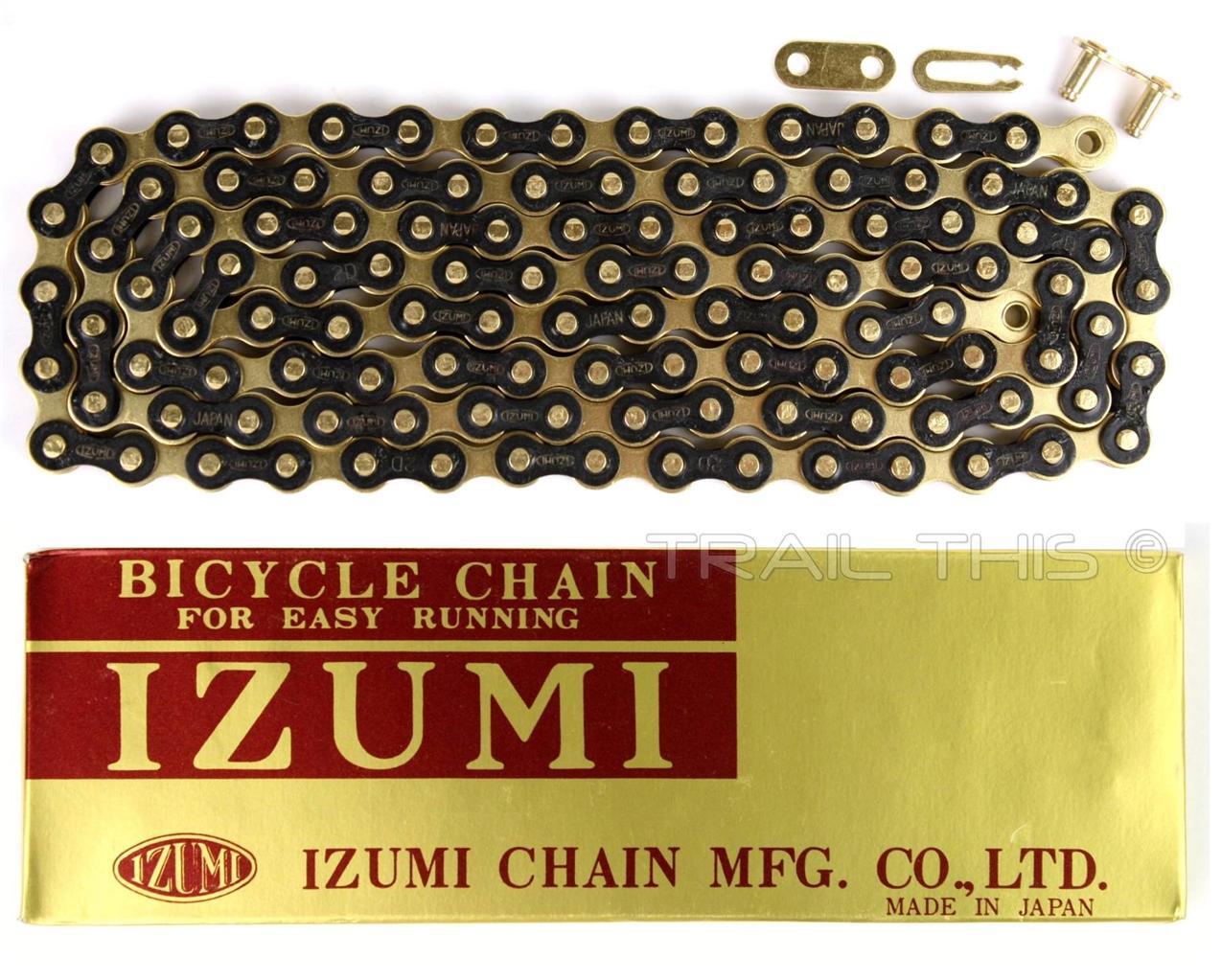 Izumi Jet Black Gold 1/2 x 1/8 116L BMX Track Fixed Gear Single-Speed Bike Chain