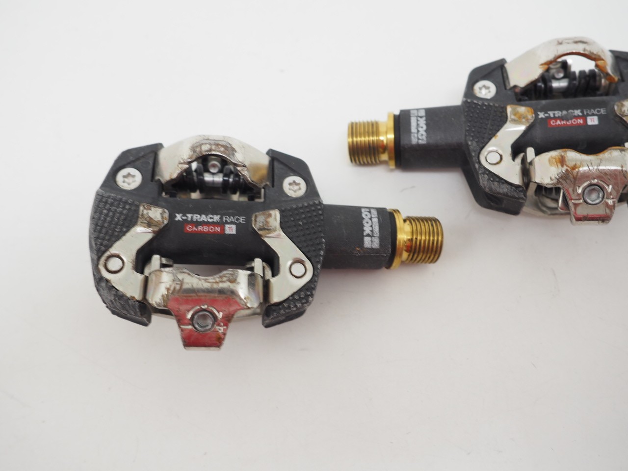 LOOK X-Track Race Carbon Ti Mountain Bike Pedals Black/Gold w/o Cleats *Good*