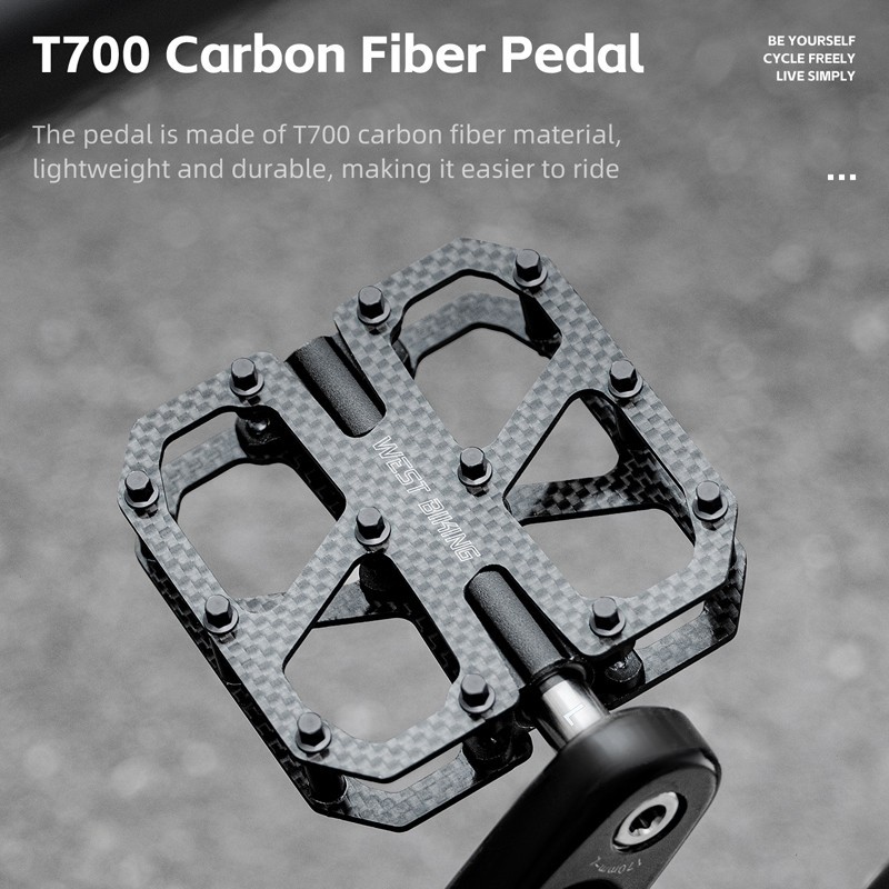 WEST BIKING Carbon Fiber Road Bike Pedals 3 Bearing Titanium Axis Bicycle Pedals