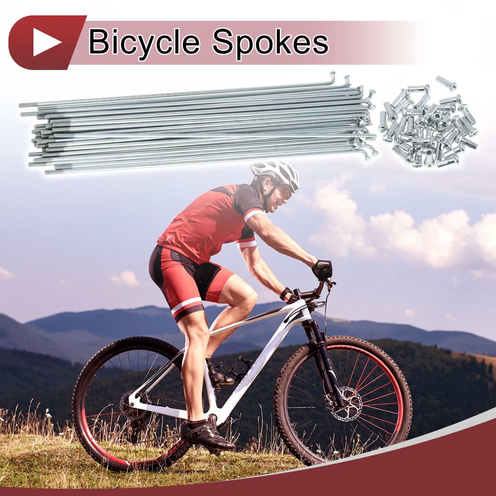 36 Set 13G Bicycle Spokes 189mm Bike Wheel Spokes Galvanized Carbon Steel