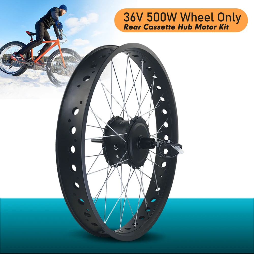 20 24 26″ 4.0 Tire Snow E-Bike Motor Kit 36 48V 500W Rear Cassette Motor Wheel