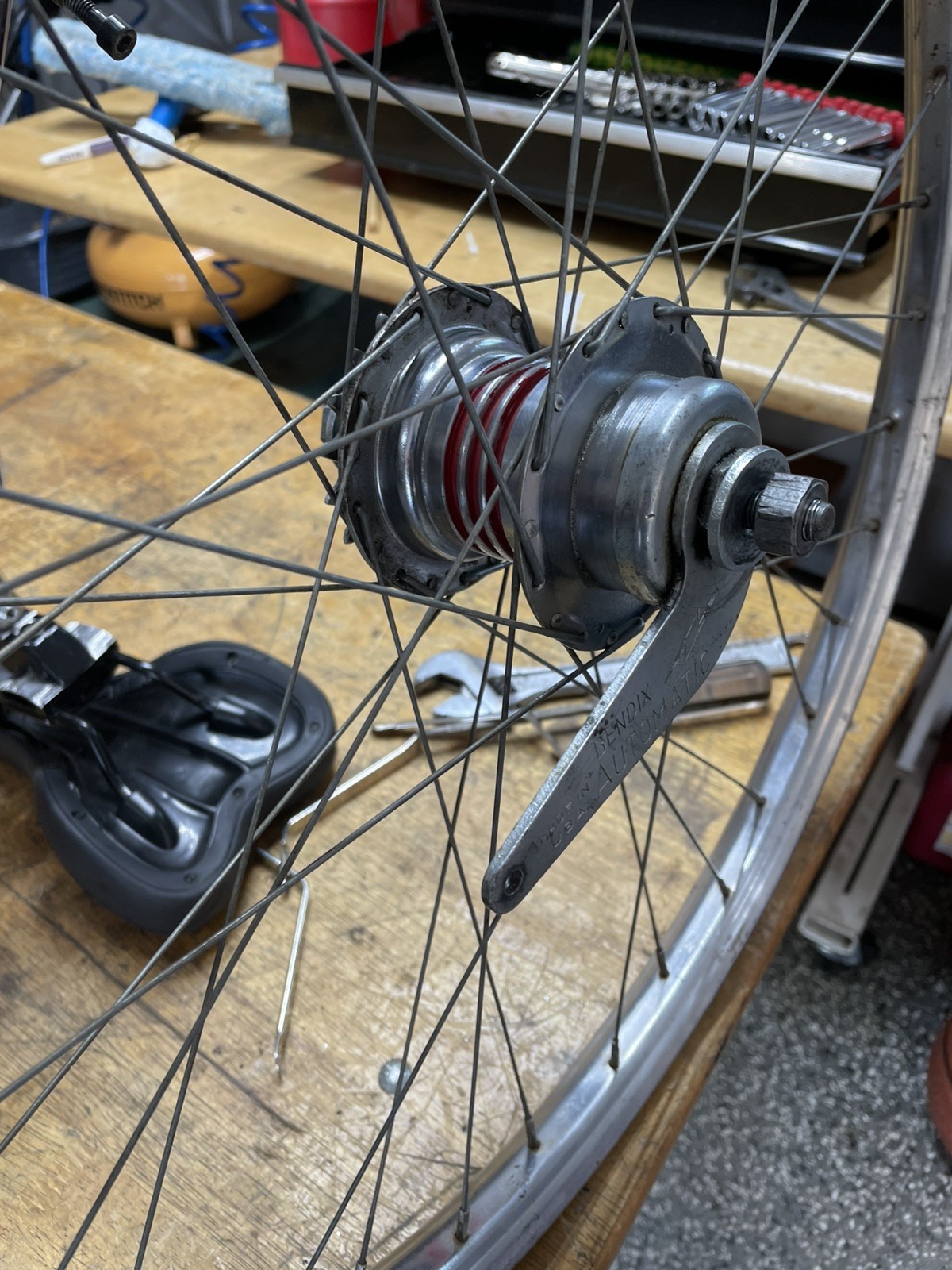 Vintage Bendix Red Band 2 Speed Kickback Coaster Brake And Wheel.