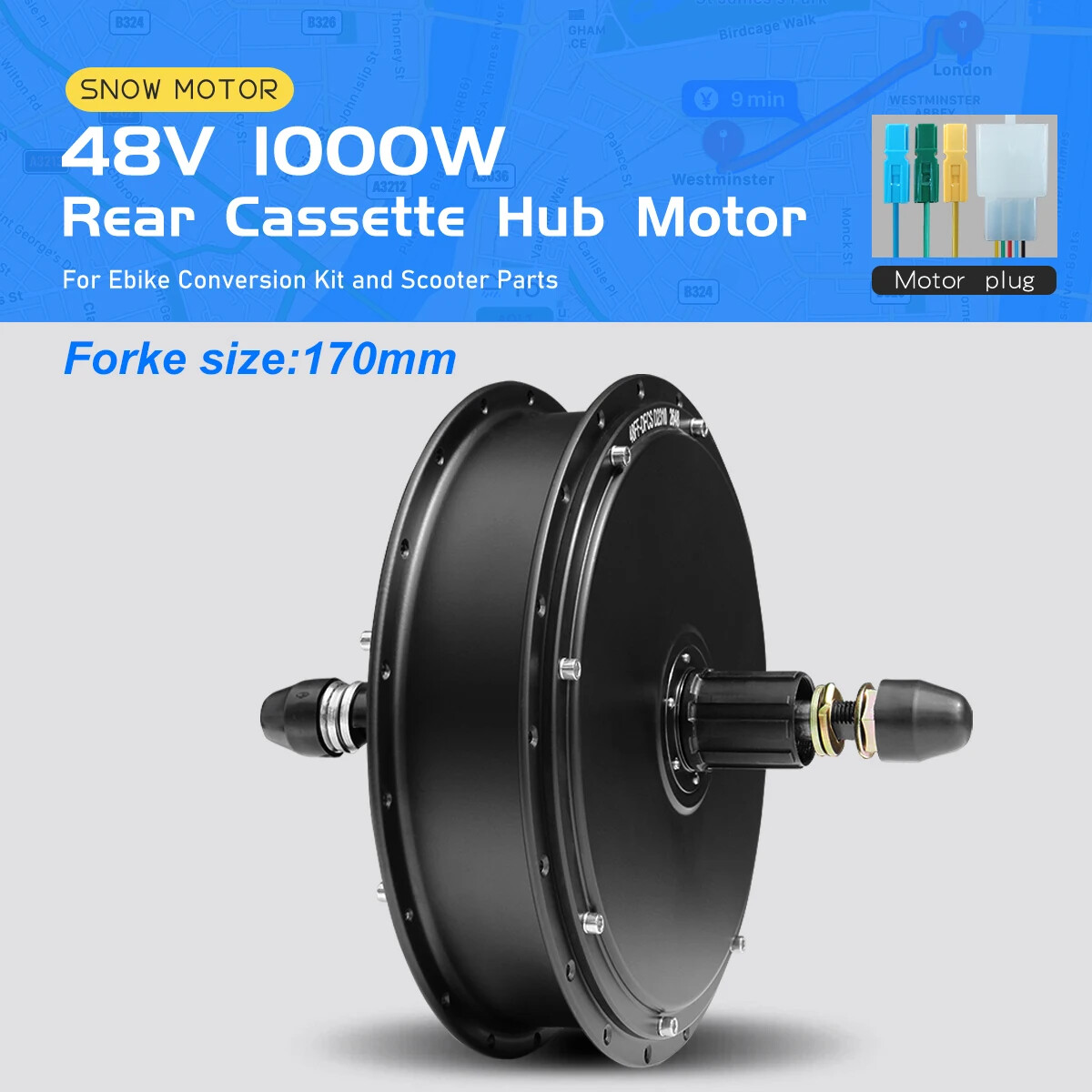 Snow Ebike 48V 1000W 1500W 20 24 26in Fat Rear Wheel Hub Motor Dropout 170/190mm