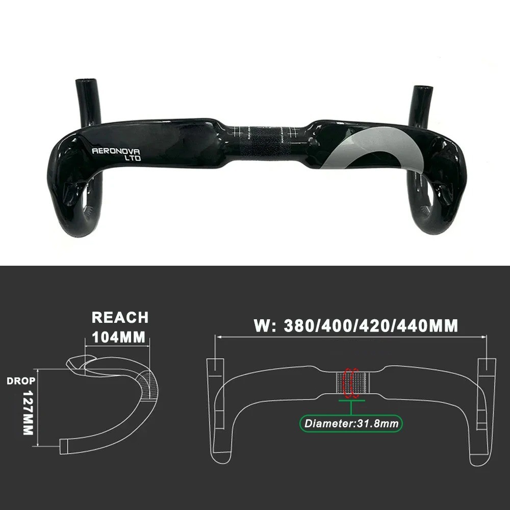 Road Bike Carbon Fiber Handlebar 31.8mm*400/420/440mm Bicycle Accessories