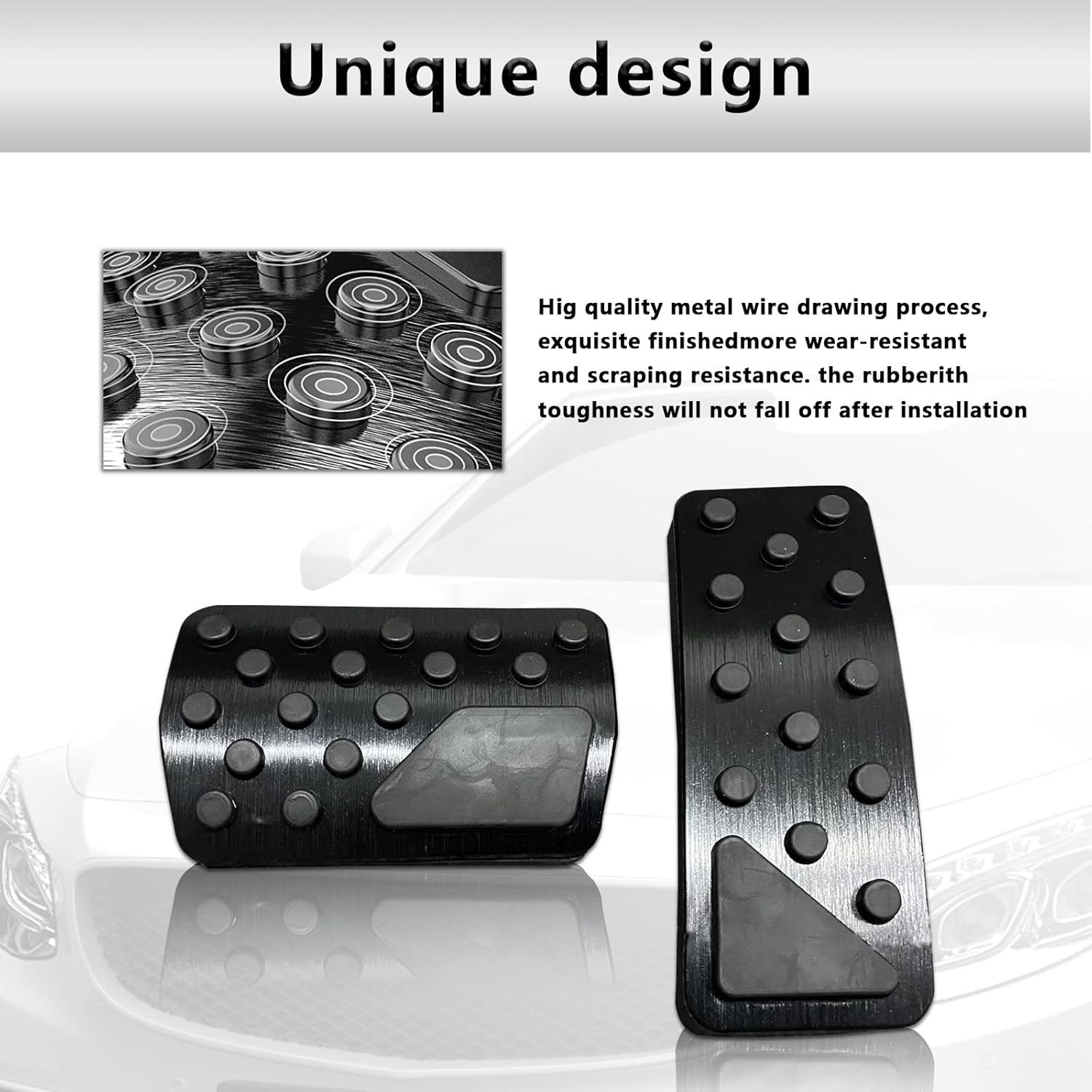 Aluminum Alloy Pedal Cover Set 2 Pieces Anti-Slip Gas Brake Interior Accessories