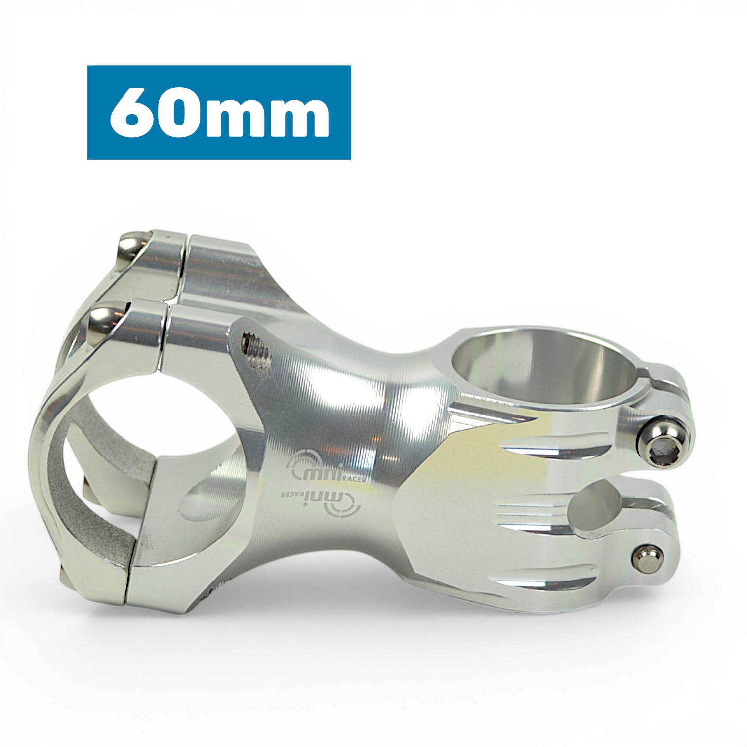 31.8x60mm OMNI Racer WORLDS LIGHTEST RACE-Lite Handlebar Stem & Ti Bolts SILVER