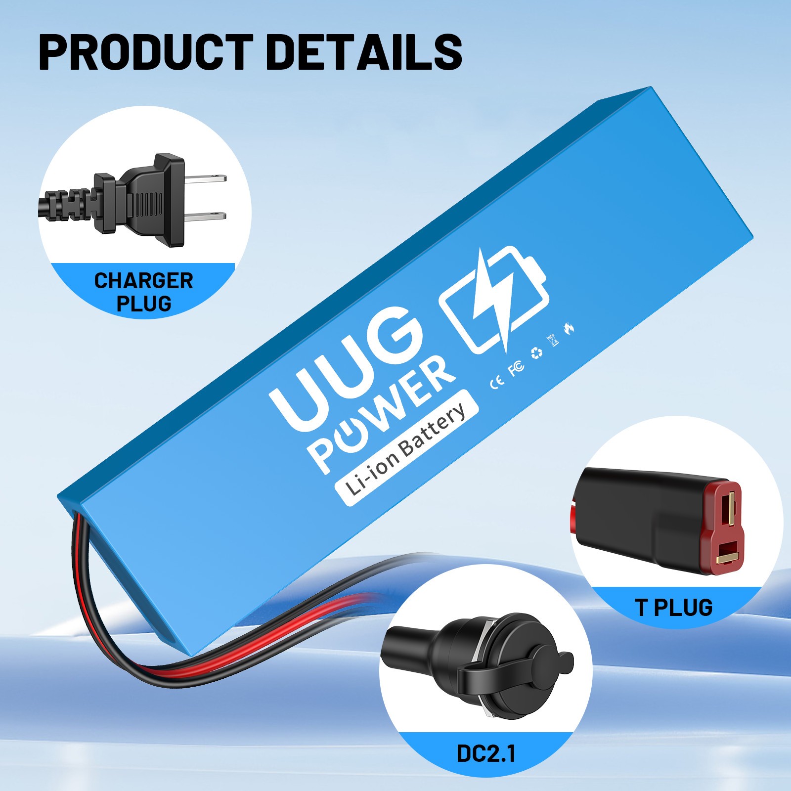 UUG 48V 8AH Lithium Battery for 200W-1000W Ebike Electric Bicycle Battery