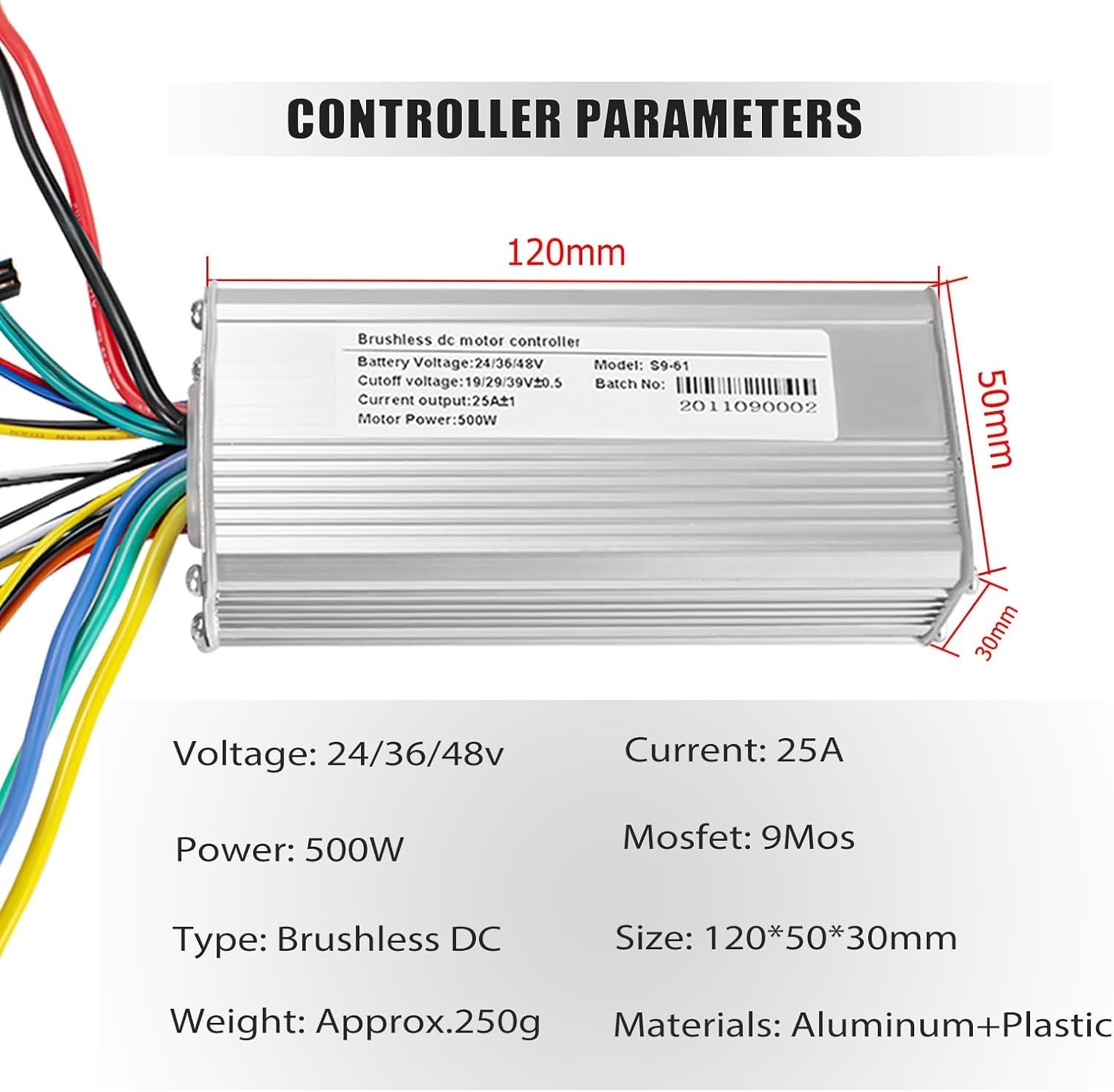 Durable 500W Brushless Ebike Controller with Waterproof LCD Display – 25A Power