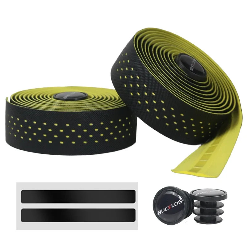 Road Bike Handlebar Tape PU EVA Shockproof Bicycle Bar Wrap with Plugs 2PCS Set
