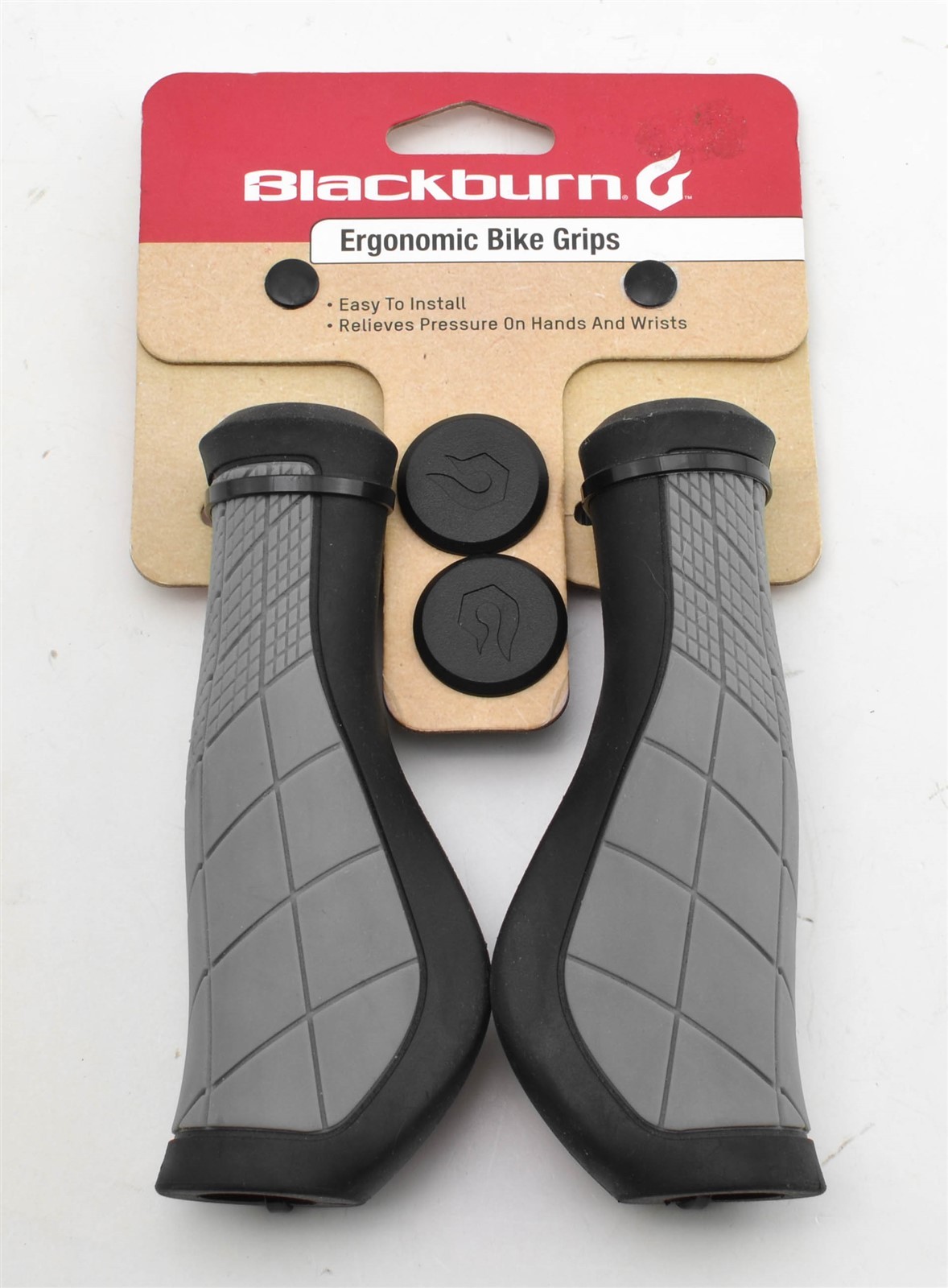 New Blackburn Ergonomic Bike Handlebar Grips Rubber Pressure Relief Gray Black