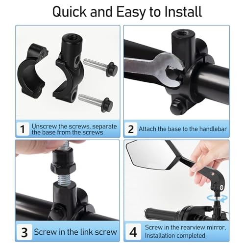 1 Pair Bike Mirrors, Motorcycle Cycling Rearview Mirror, 360 Degree Rotatable