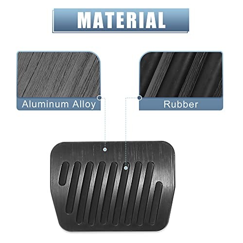 3 Pcs Anti Slip No Drilling Aluminum Alloy Pedal Covers Foot Pedal Pads Black