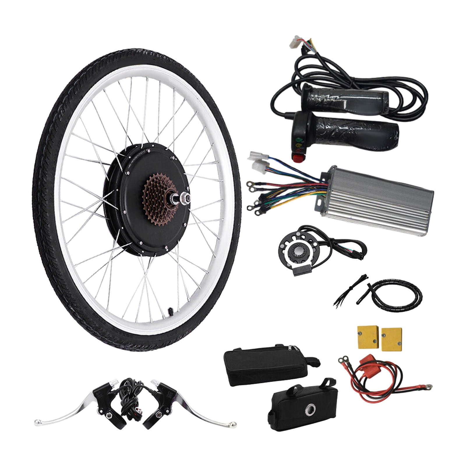 26″ Rear Wheel Electric Bicycle Conversion Kit E-Bike Motor Hub Kit 1000W 48V！