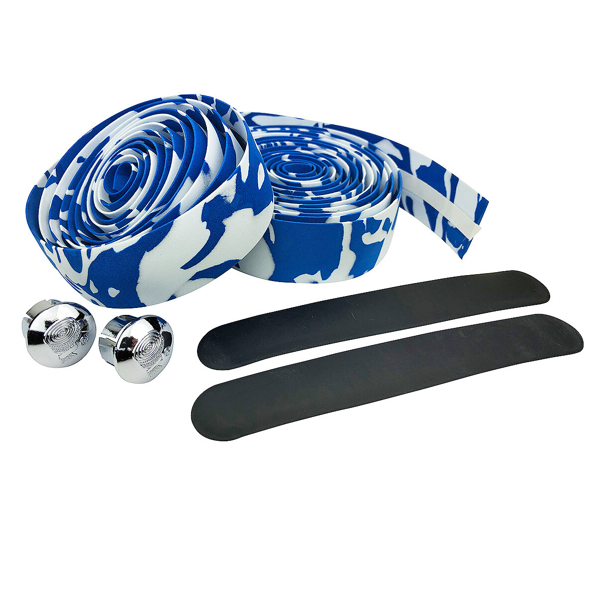 Blue – White Camouflage EVA Road Bike Handlebar Tape, Cycling Wraps w/ End Caps