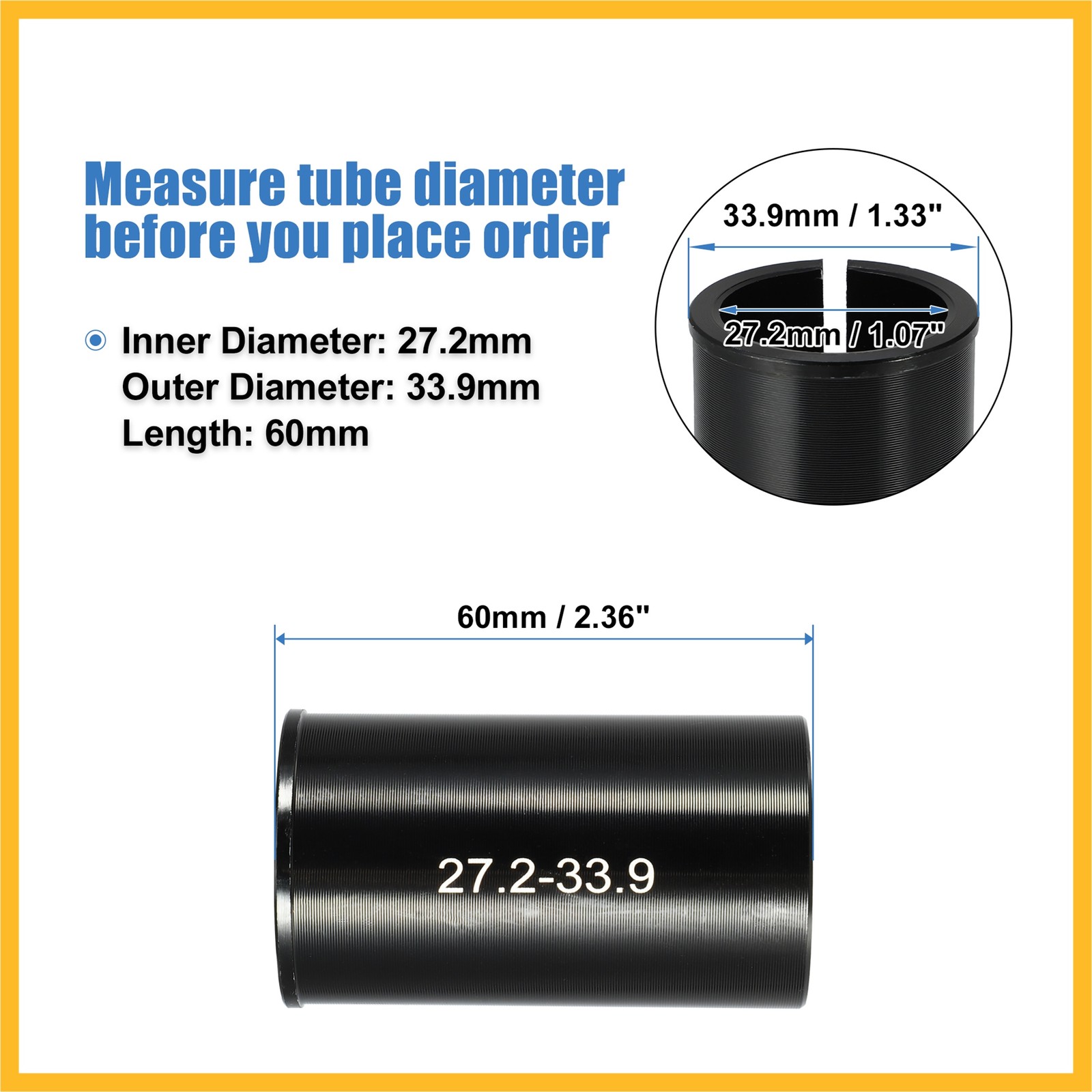 2 Pcs 27.2mm to 33.9mm Bicycle Seat Post Tube Adapter Reducing Sleeve