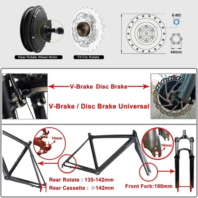 250W 350W 500W Brushless Gear Front Rear Hub Motor for MTB E-bike Conversion Kit