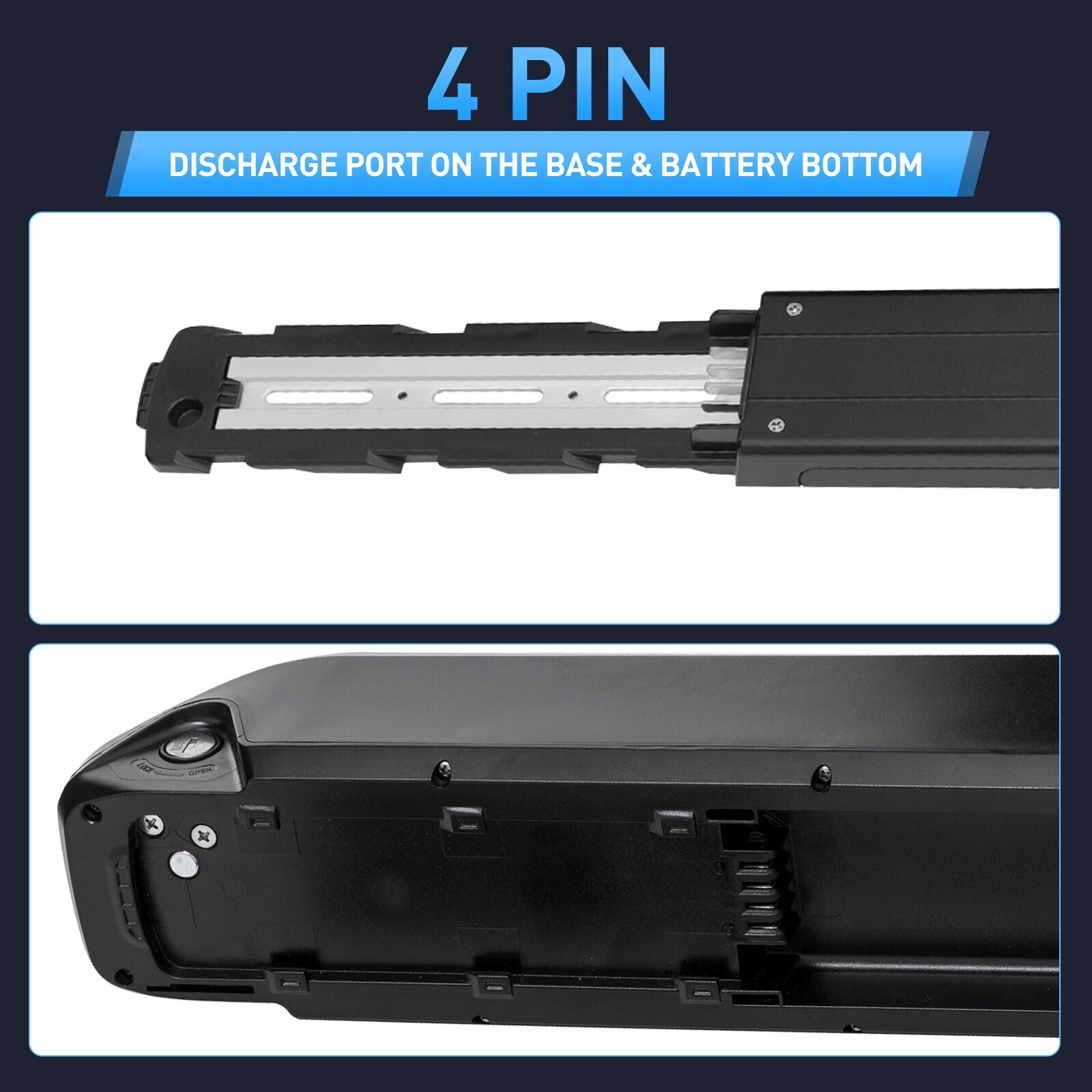 Ebike Battery 52V 48V 36V 10Ah 15Ah 20Ah 200W-2000W Battery Black