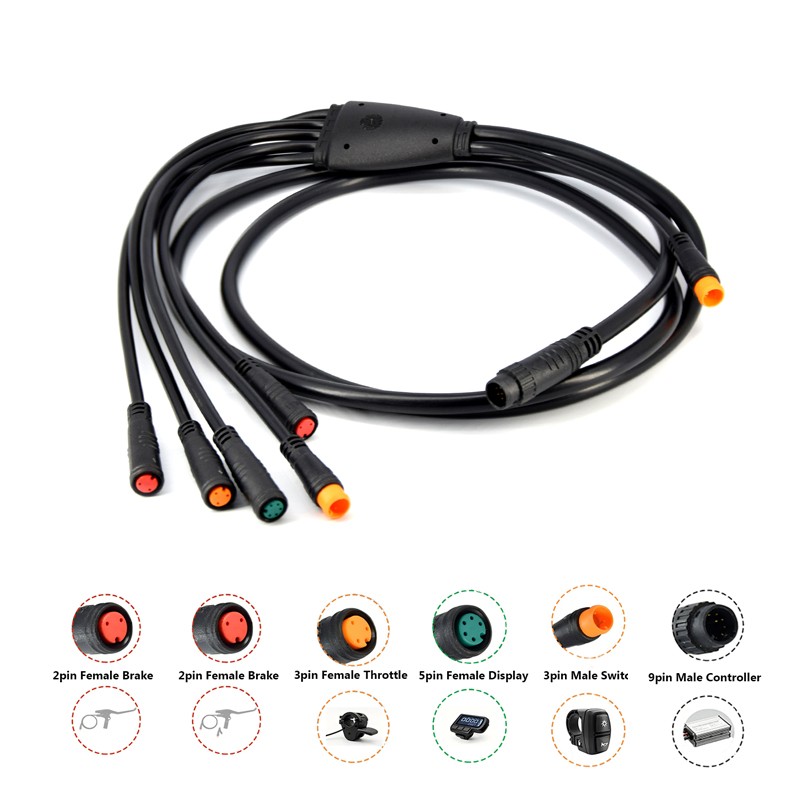 2T5 Waterproof Extension Cable for E-Bike Throttle Display Brake Light FS