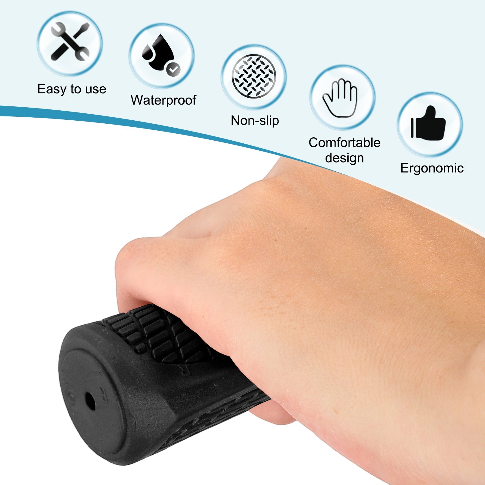 Ergonomic Bike Grips for Bicycle with Wrench 5.3in Diamond-Texture Black