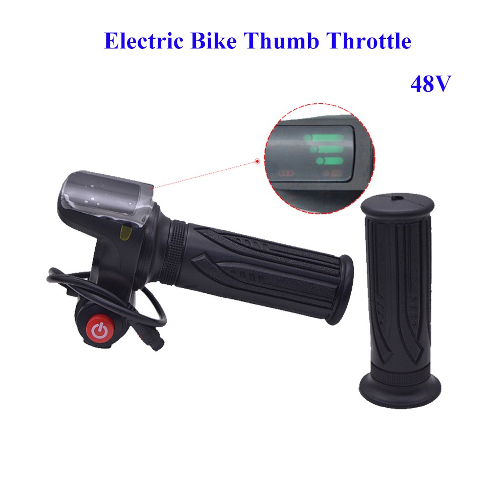 Electric Bike Thumb Throttle 48V Whole 6 Wires Ebike With Power Switch Button x1