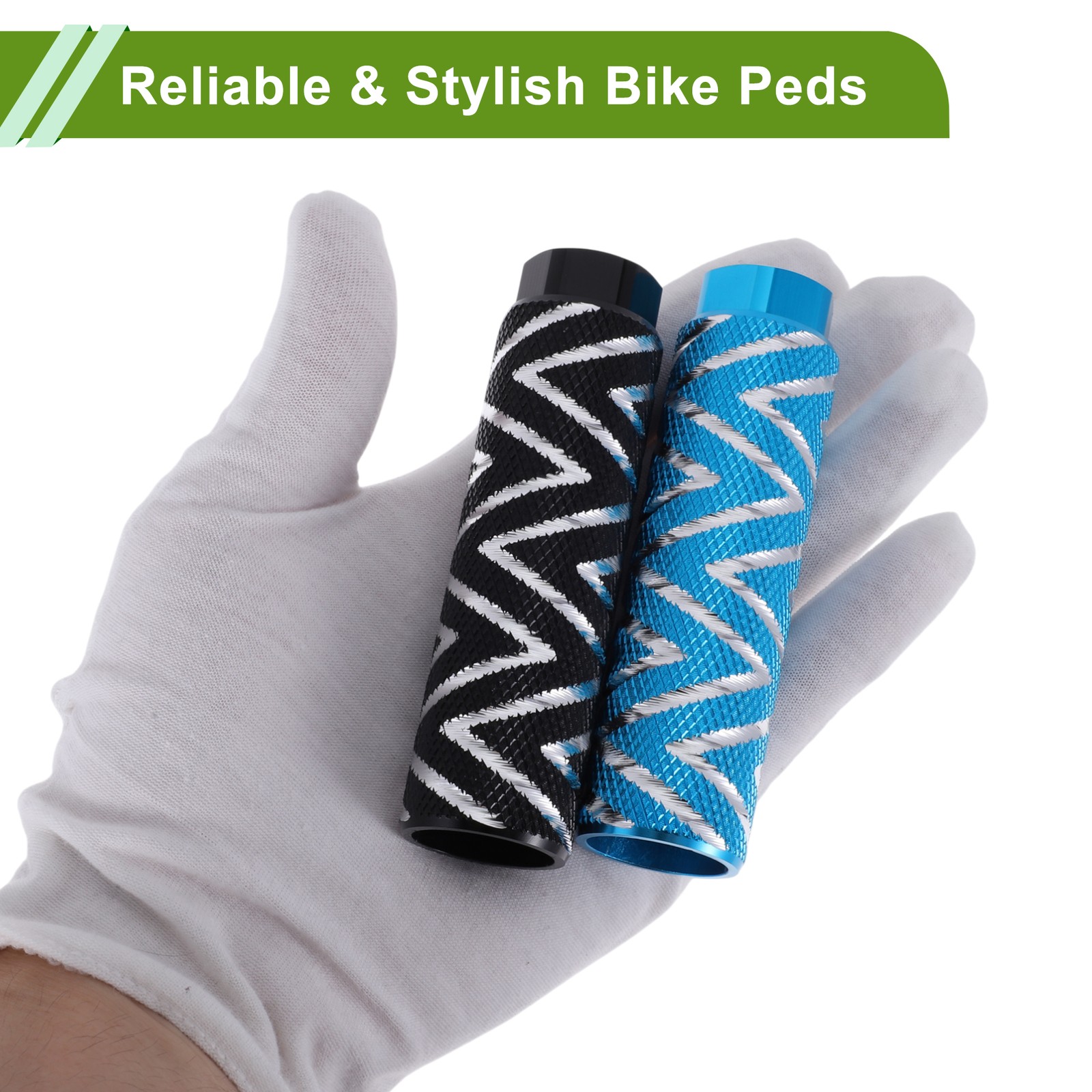 4 Pcs Bike Pegs 100mm Wave Texture Cycling Foot Pegs Black Sky Blue