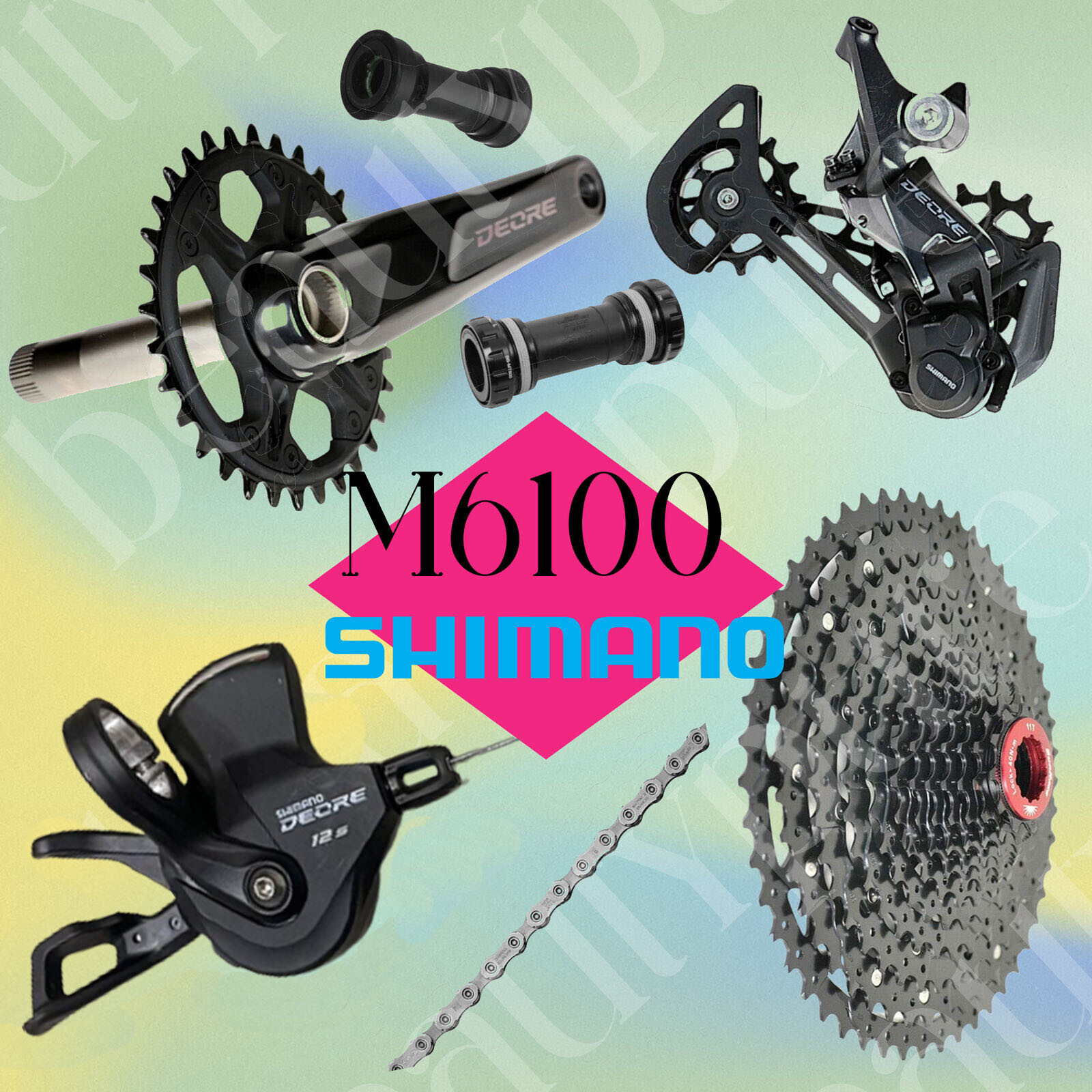 Shimano Deore 1×12 Spd FC-SL-RD-CN M6100 Groupset w/Sunrace MZ800 11-51T BB MTB