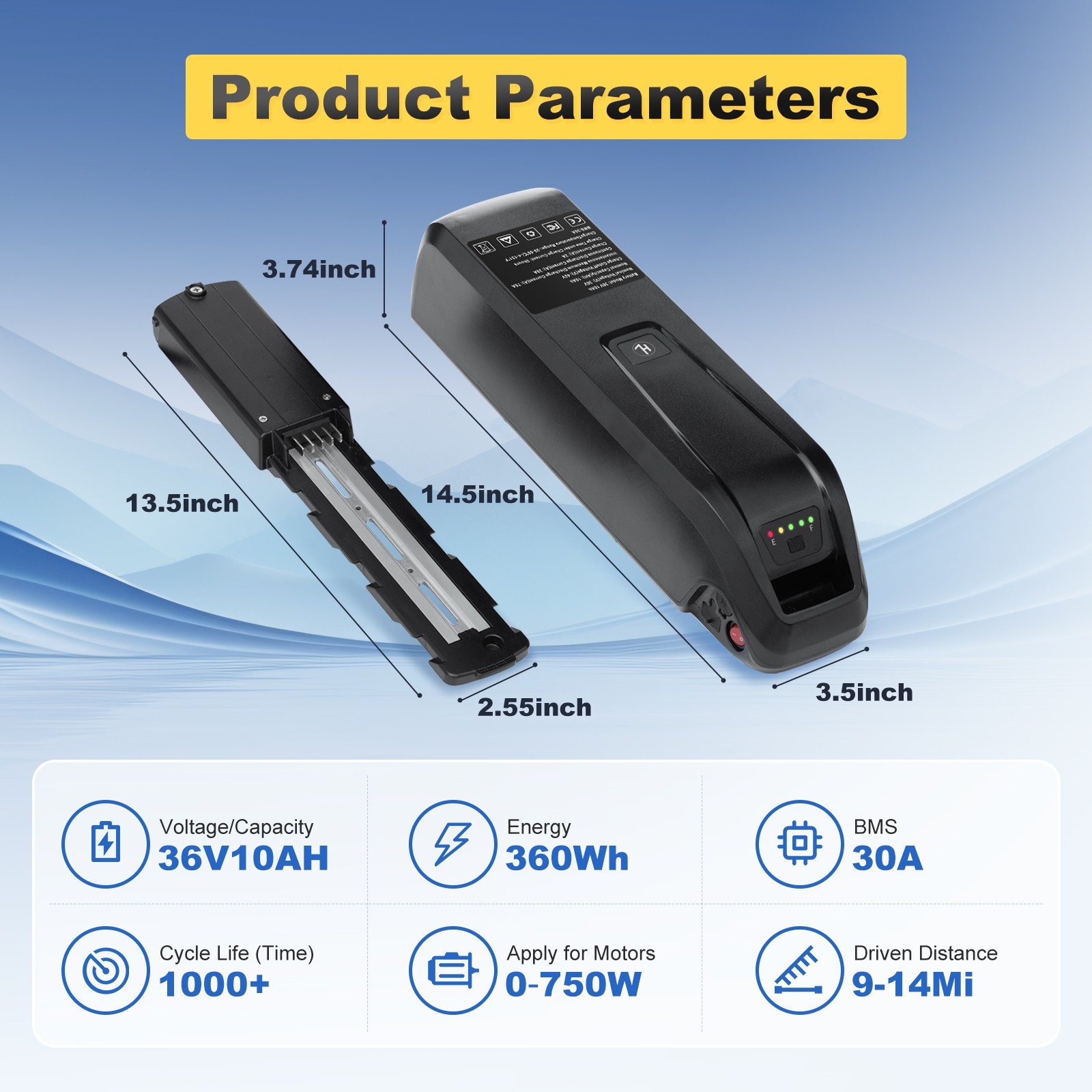 36V48V52V10Ah15Ah20Ah Ebike Battery 0W-1500W Motor Electric Bike Lithium Battery