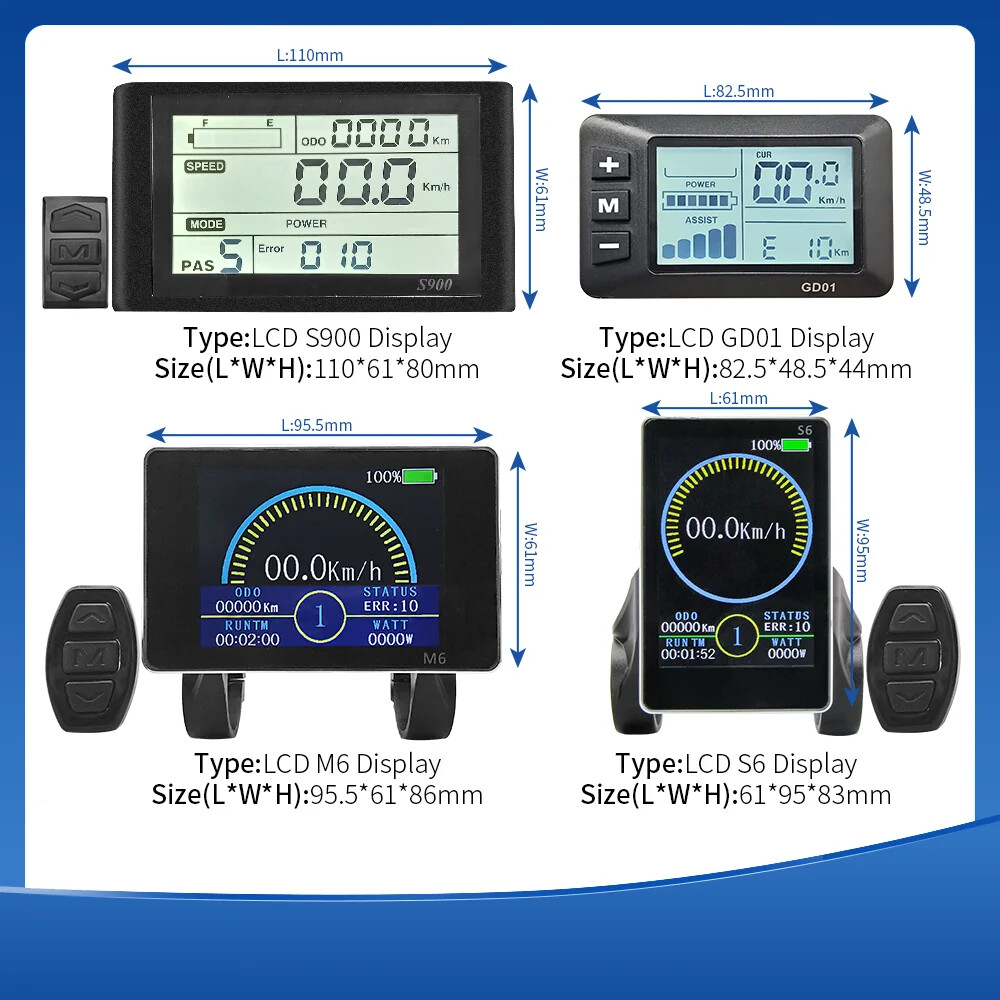 E-bike Controller and Display 36/48/52V 250-1500w Electric Bicycle Conversie Kit