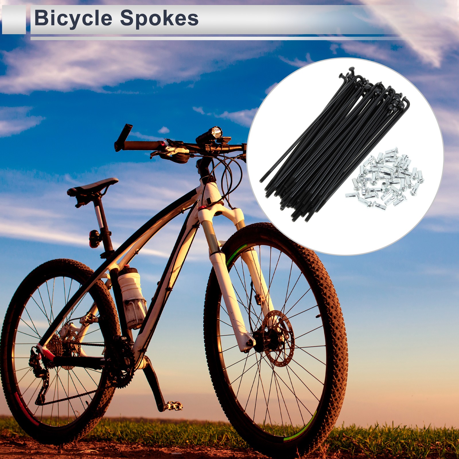 1 Set 12G 119mm Length Bicycle Spokes Nipple Carbon Steel Black Universal
