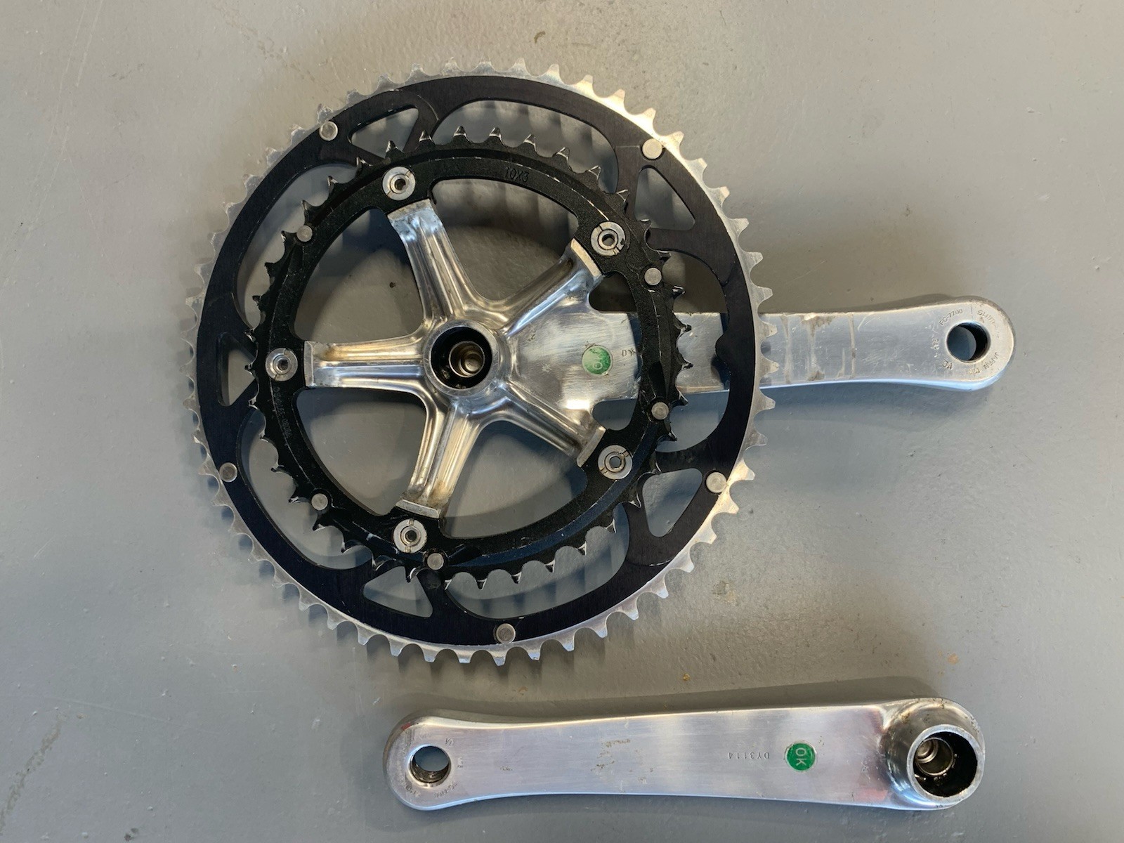 Shimano Dura-ace Double Crankset 175mm Aluminum Silver Road Bike with Chainrings