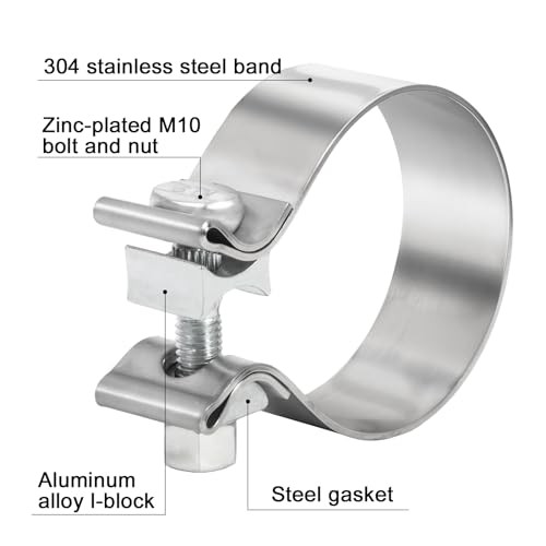2.75 inch Exhaust Clamp, 2 3/4 Exhaust Clamp Stainless 2.75 Exhaust Clamp 2pcs
