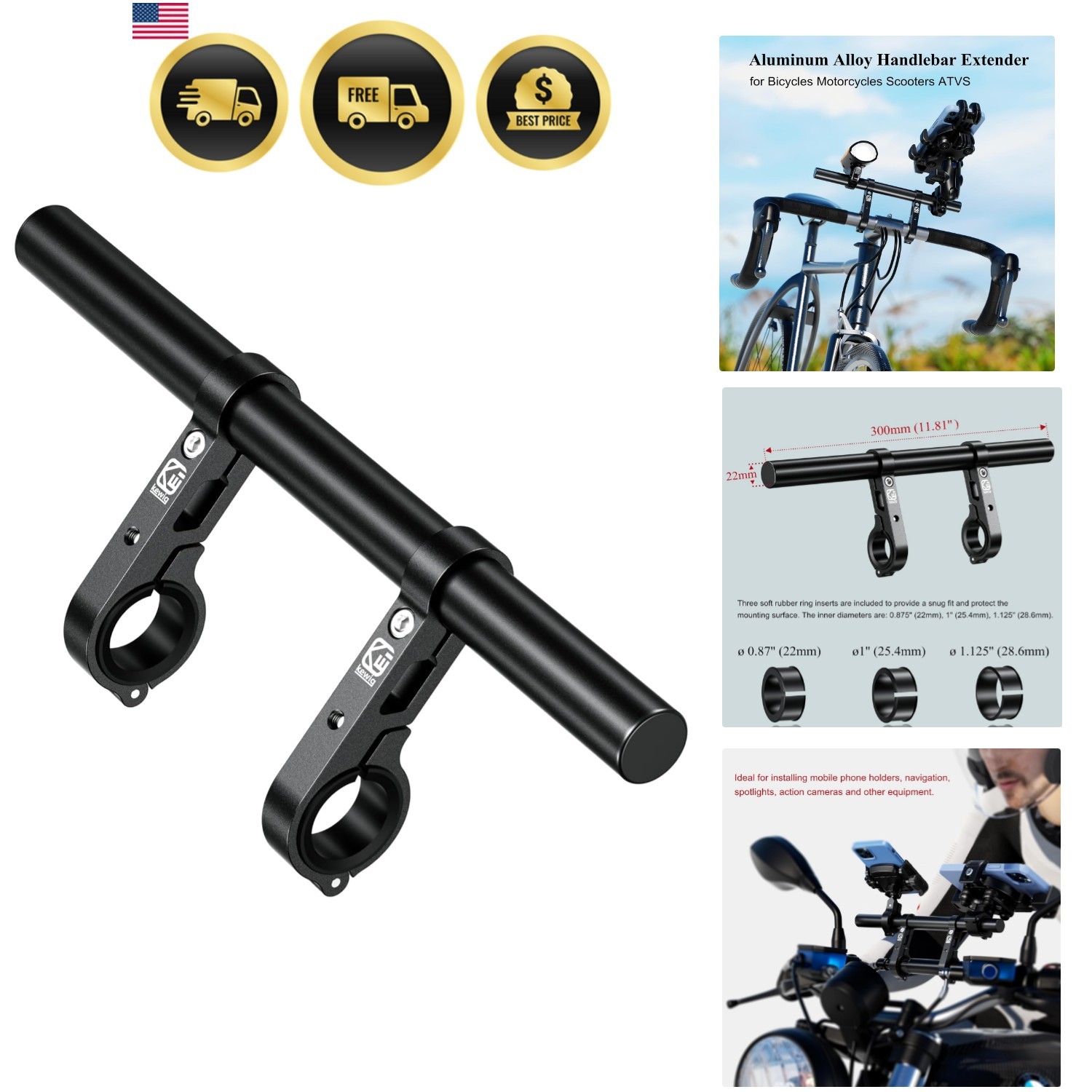 Handlebar Extender Extensions with 11.81” Long Cross Bar | Aluminum Alloy Ma…