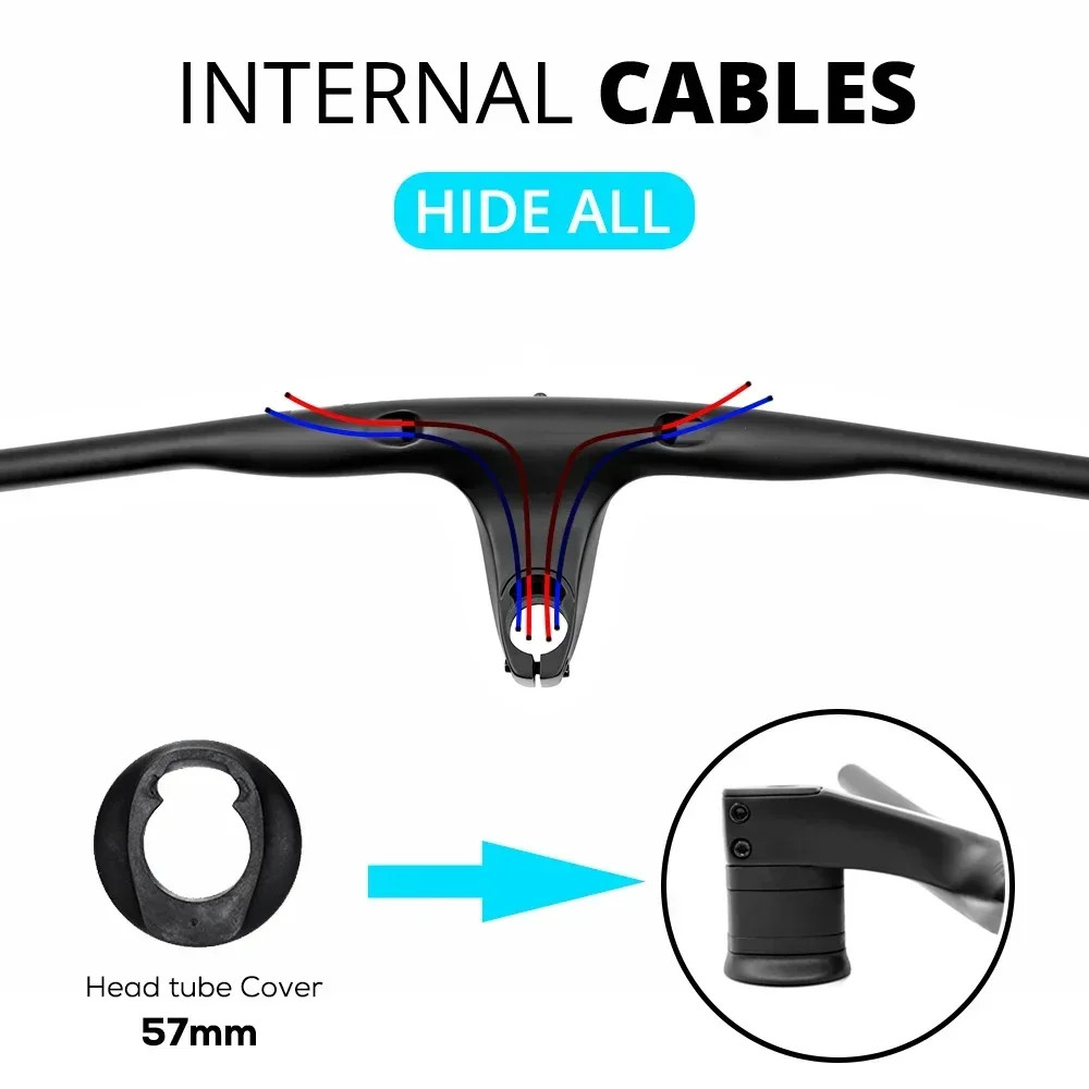 Carbon Fiber Integrated MTB Handlebar -17 Degree Internal Cable 50mm-90mm Stem