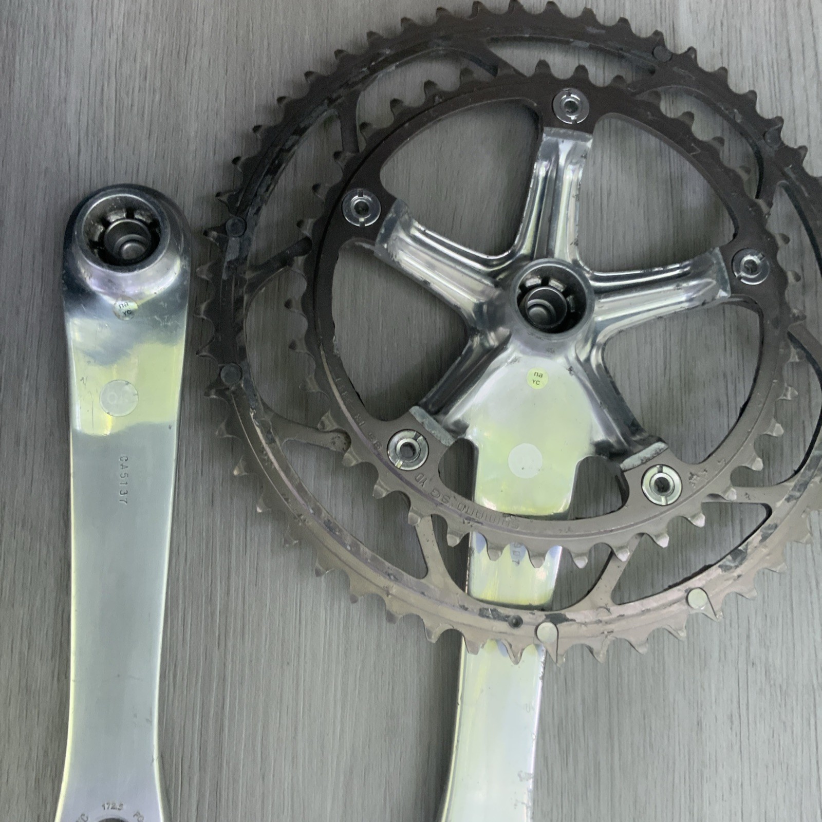 SHIMANO DURA ACE CRANKSET 7700 DOUBLE 172.5 MM ARMS 53-39 TOOTH OCTALINK