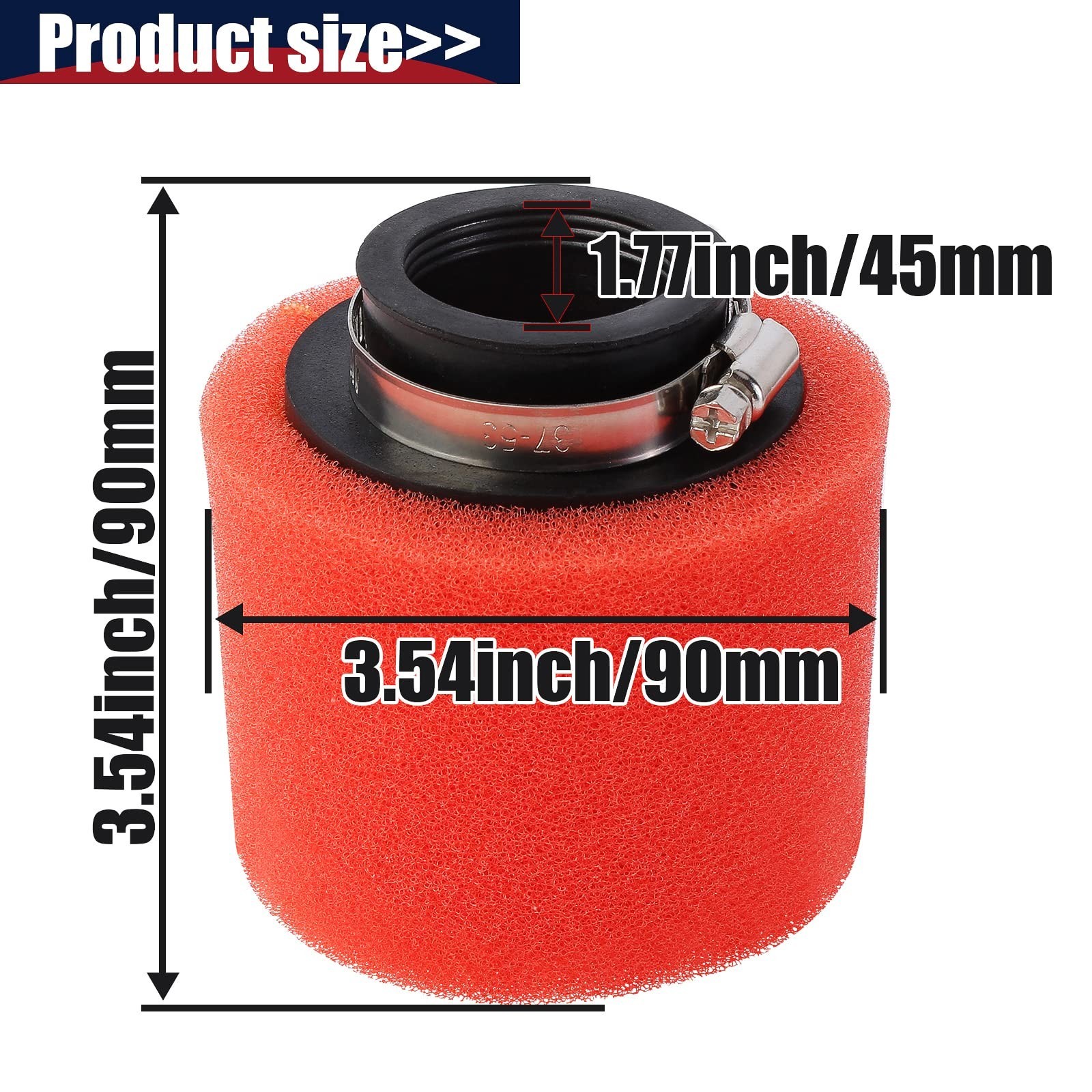 Filter 42mm 1.65inch Red Double Foam Pod Performance for Pit Dirt Bike 125cc …