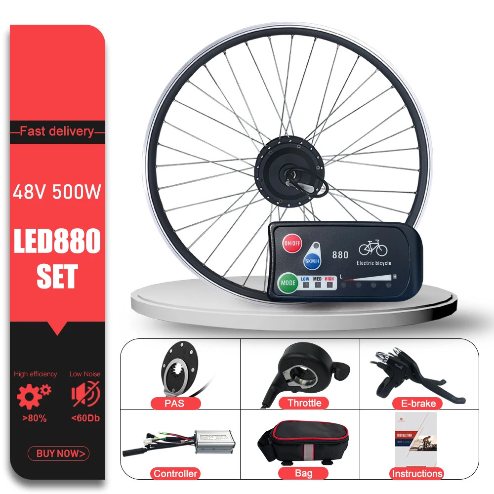 Mountain Electric Bicycle 36V 48V 500W Front Brushless Hub Motor 16-29inch 700C