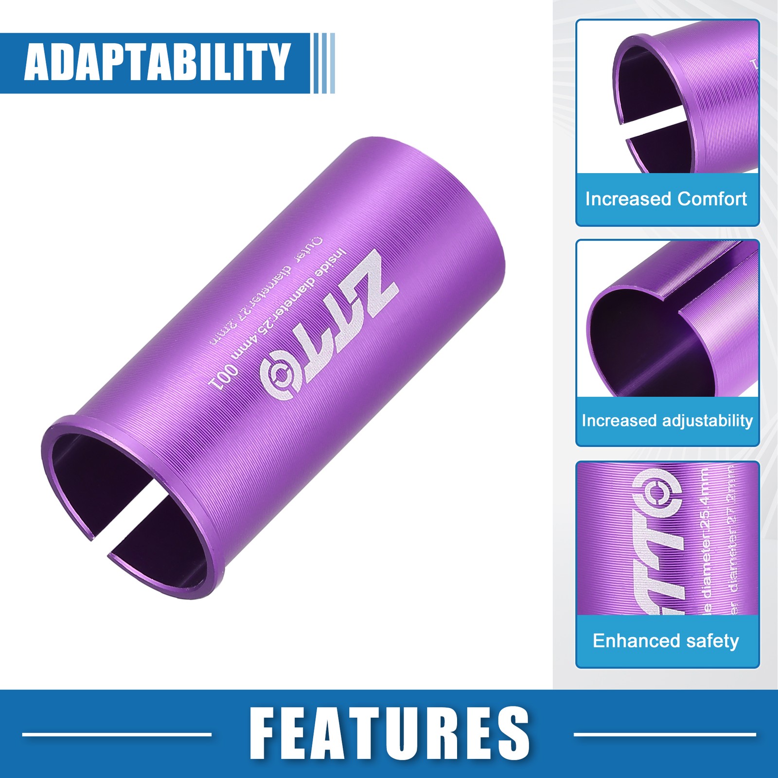2pcs 25.4mm 1″ ID 27.2mm 1.07″ OD Seatpost Shim Adapter for Bicycle Purple