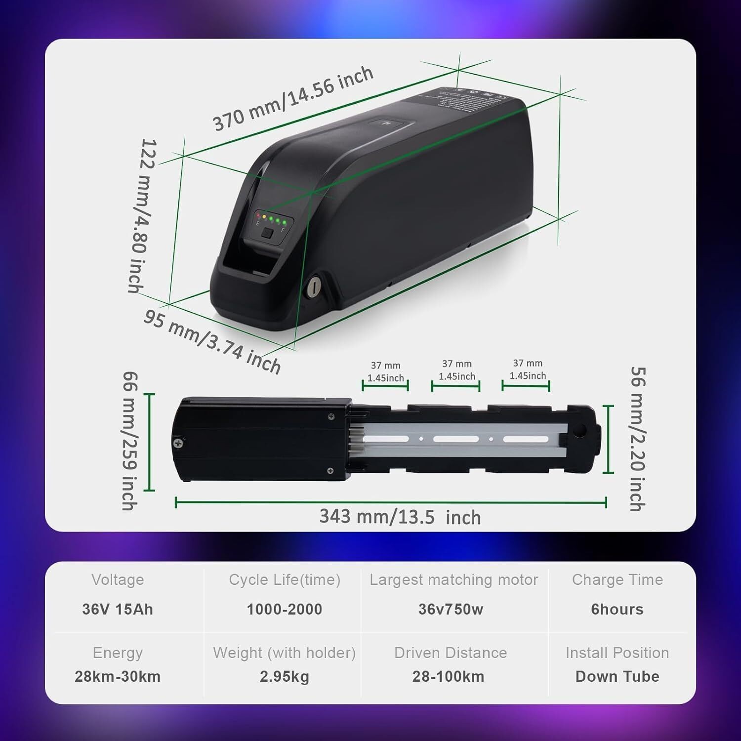 48V 36V 10Ah 15Ah Ebike Battery Electric Bike Lithium Battery for 50-1500W Motor